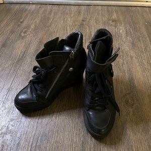 Ash bowie wedge sneakers/boots black leather Size 36